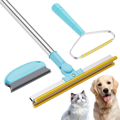 3 in 1 Carpet Rake for Pet Hair Removal, Tool Set of 3, 55” Long Handle Carpet Pet Hair Removal Carpet Scraper Dog Cat Hair Remover for Sofa, Couch, Car, Rug