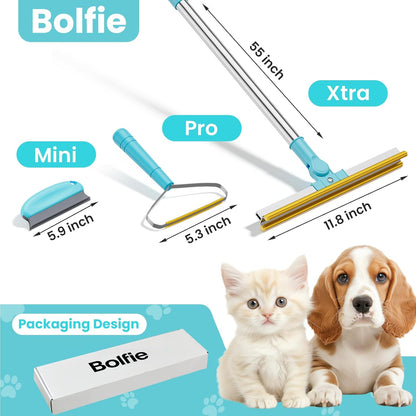3 in 1 Carpet Rake for Pet Hair Removal, Tool Set of 3, 55” Long Handle Carpet Pet Hair Removal Carpet Scraper Dog Cat Hair Remover for Sofa, Couch, Car, Rug
